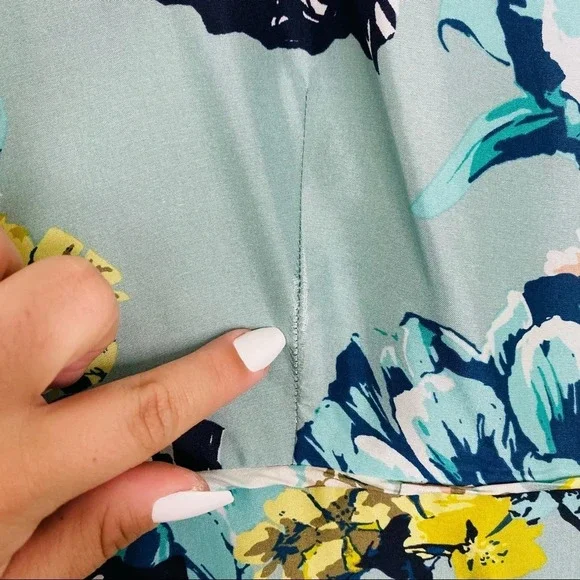J. Crew Turquoise Blue Aquatic Floral Silk Dress Size Women’s Size 4 - Picture 6 of 13